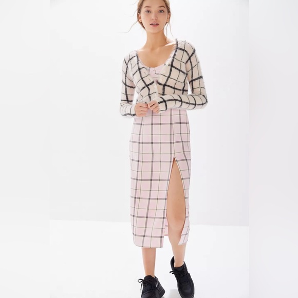 Urban Outfitters Cher Plaid Satin Midi Dress - Picture 5 of 7